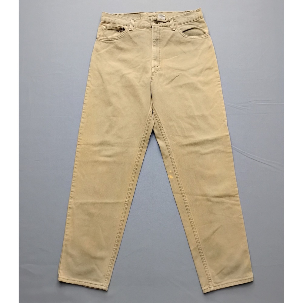 Vintage Levis 550 Relaxed Fit Tapered Leg Tan Khaki Jeans Mens 36x32 Made in USA